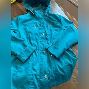 Vintage MacKintosh New England Teal Coat Lighweight Retro Hood - size L